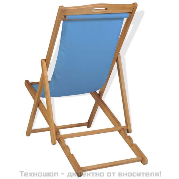 Стол за веранда, тиково дърво, 56х105х96 см, син