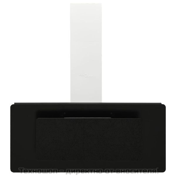 Стенен абсорбатор, 90 см, инокс и закалено стъкло, черен