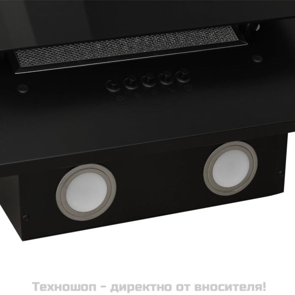 Стенен абсорбатор, 90 см, инокс и закалено стъкло, черен