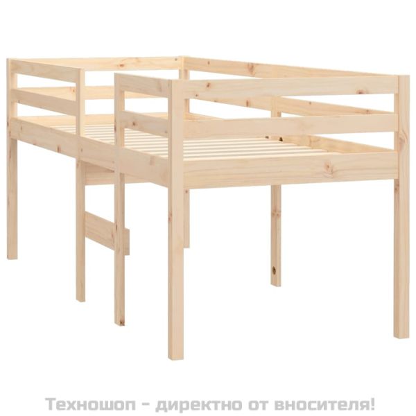 Високо легло, 90x200 см, борово дърво масив