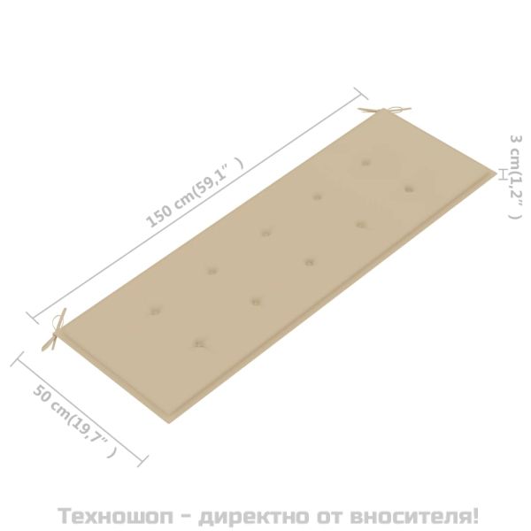 Възглавница за градинска пейка бежова 150x50x4 см оксфорд плат