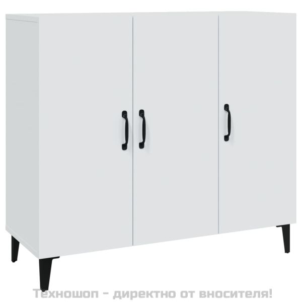 Сайдборд, бял, 90x34x80 см, инженерно дърво