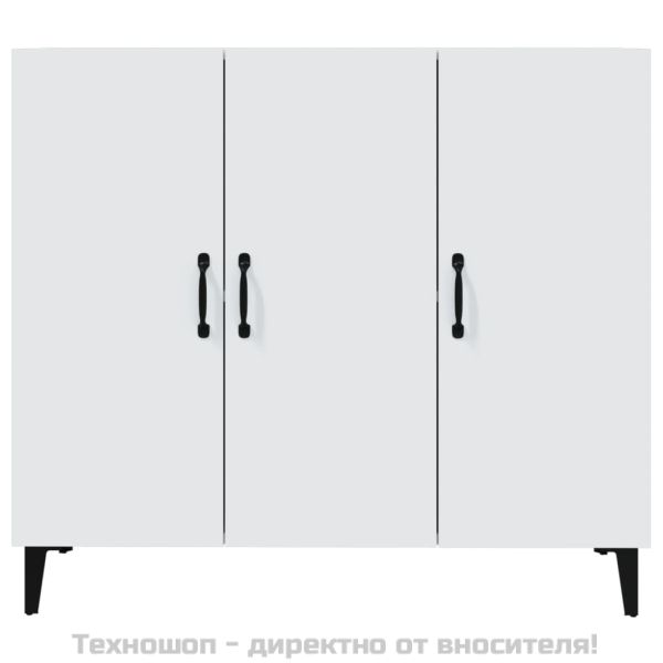 Сайдборд, бял, 90x34x80 см, инженерно дърво