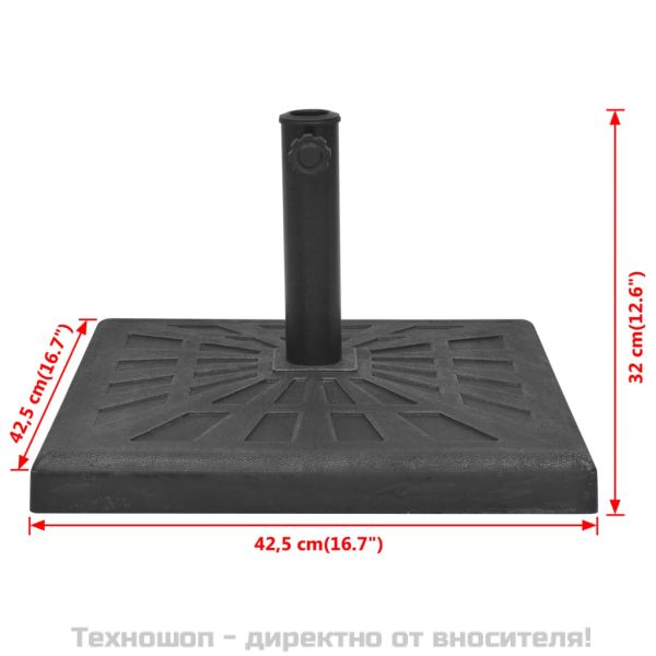 Основа за чадър, квадратна, смола, черна, 12 кг