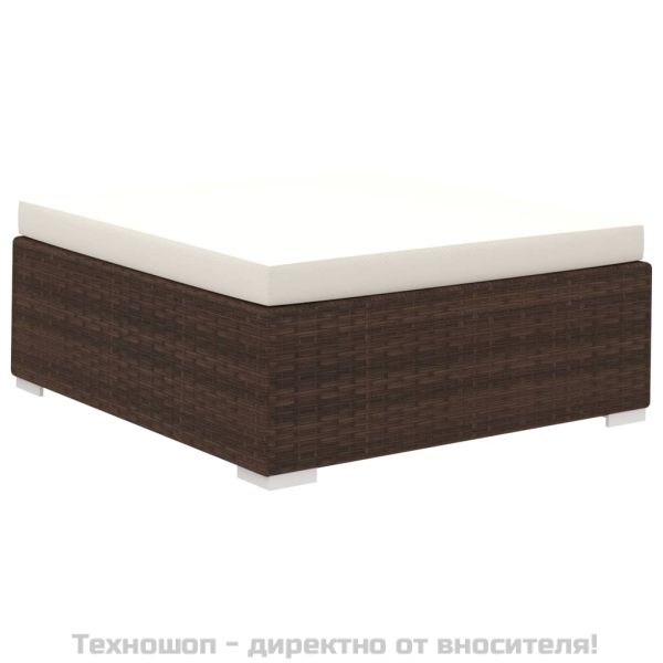 Градински комплект с възглавници, 8 части, кафяв полиратан