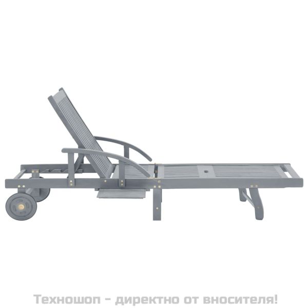 Градински шезлонг, сив, акациево дърво масив
