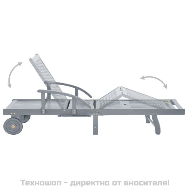 Градински шезлонг, сив, акациево дърво масив