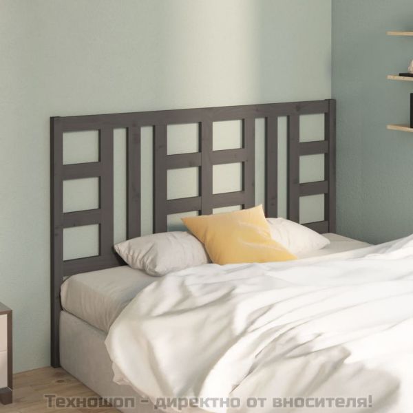 Горна табла за легло, сива, 126x4x100 см, бор масив