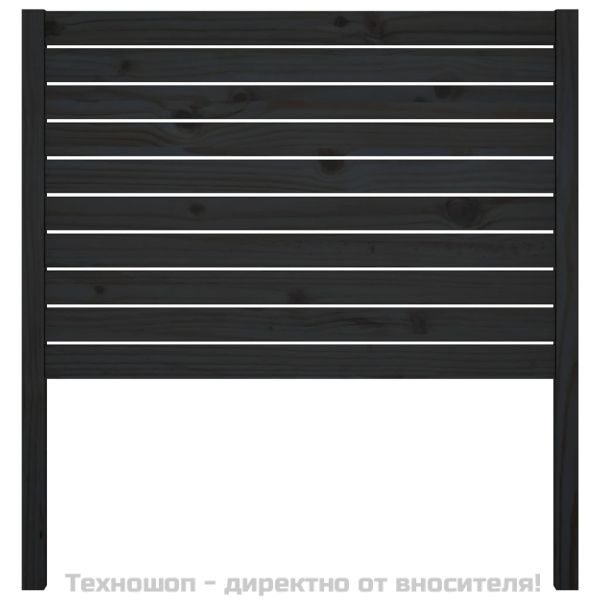 Горна табла за легло, черна, 96x4x100 см, бор масив