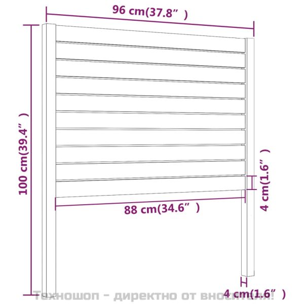 Горна табла за легло, черна, 96x4x100 см, бор масив