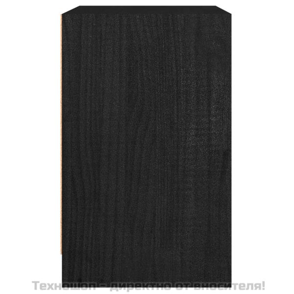 Нощни шкафчета, 2 бр, черни, 40x31x50 см, борово дърво масив