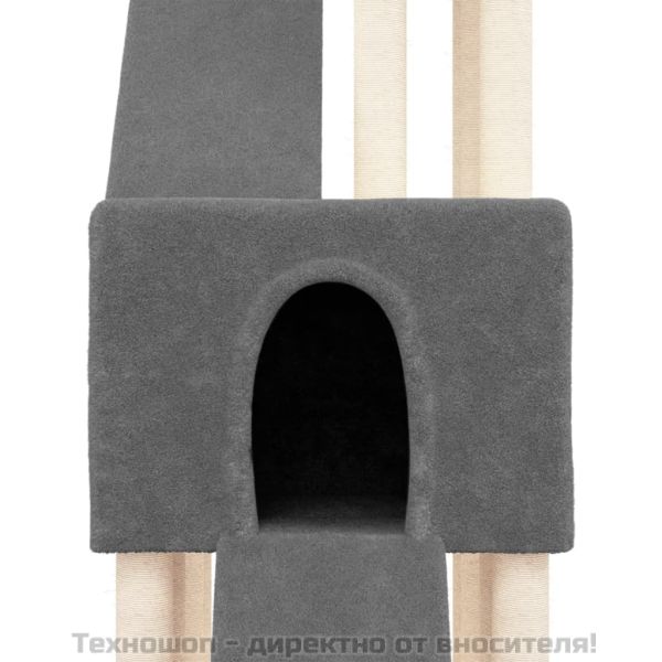 Котешко дърво със сизалени стълбове, тъмносиво, 190 см