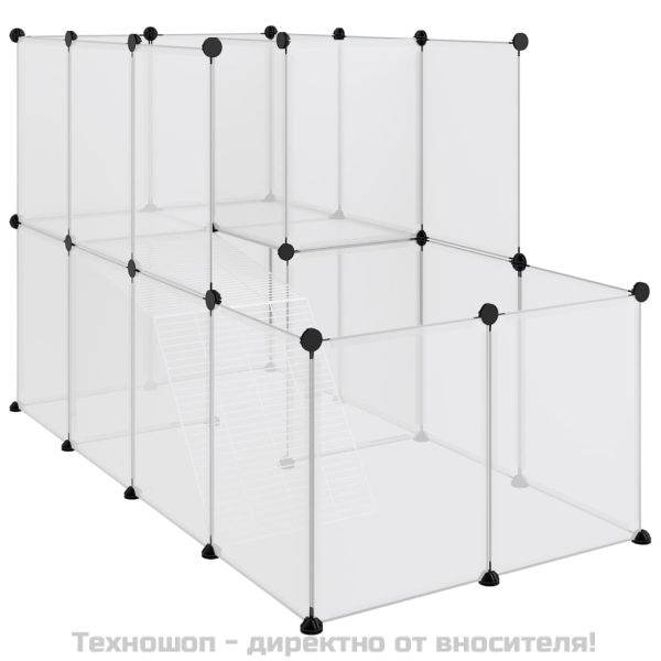 Клетка за малки животни прозрачна 142x74x93 см PP и стомана
