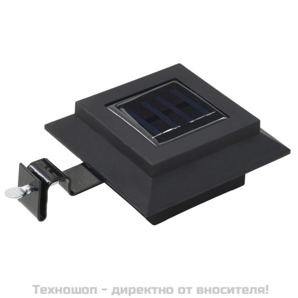 Градински соларни лампи, 6 бр, LED, квадратни, 12 см, черни