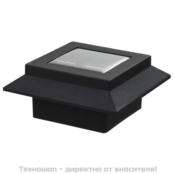 Градински соларни лампи, 6 бр, LED, квадратни, 12 см, черни