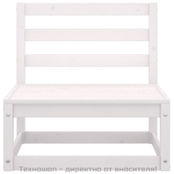 Градински лаундж комплект 2 части с възглавници бял бор масив