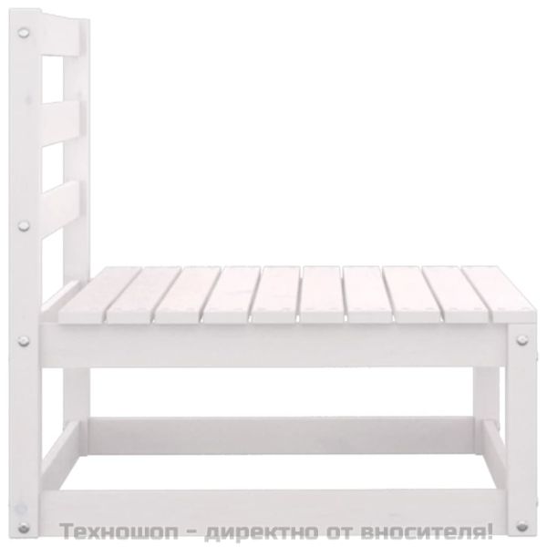 Градински лаундж комплект 2 части с възглавници бял бор масив