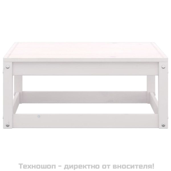 Градински лаундж комплект 2 части с възглавници бял бор масив