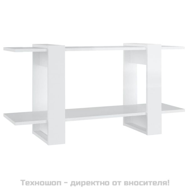 Шкаф библиотека, бял гланц, 100x30x51 см, инженерно дърво