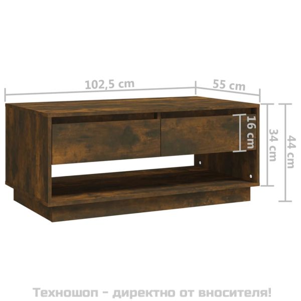 Кафе маса, опушен дъб, 102,5x55x44 см, инженерно дърво