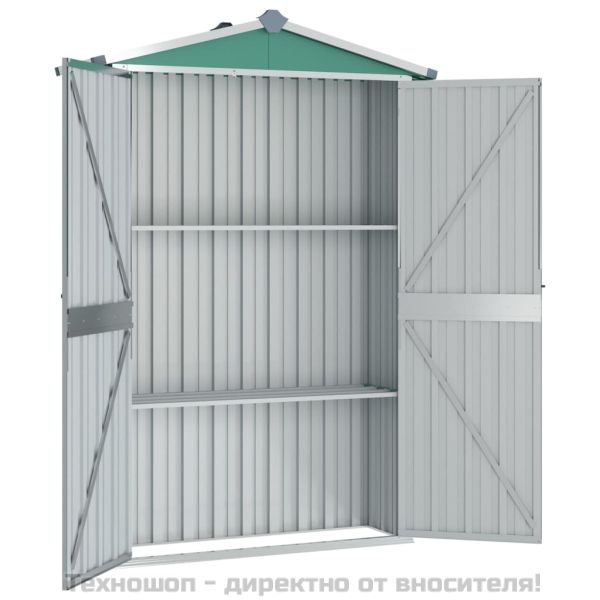 Градинска барака, зелена, 116x45x175 см, поцинкована стомана