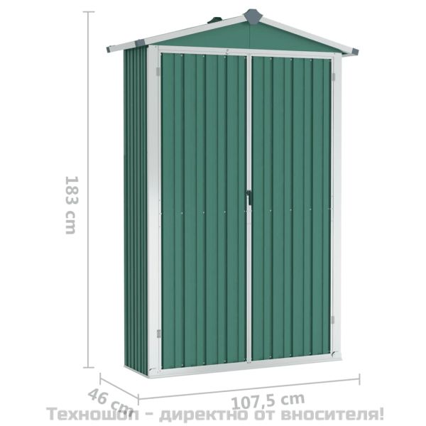 Градинска барака, зелена, 116x45x175 см, поцинкована стомана