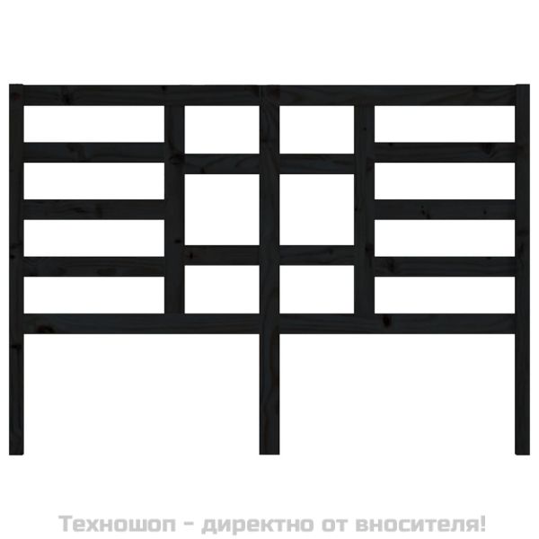 Горна табла за легло, черна, 126x4x104 см, бор масив