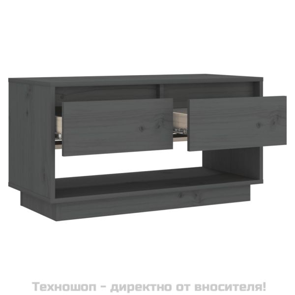 ТВ шкаф, сив, 74x34x40 см, бор масив