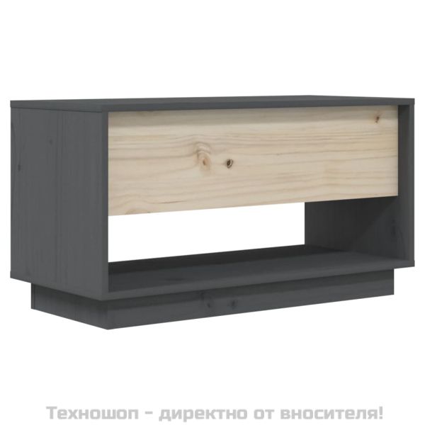 ТВ шкаф, сив, 74x34x40 см, бор масив