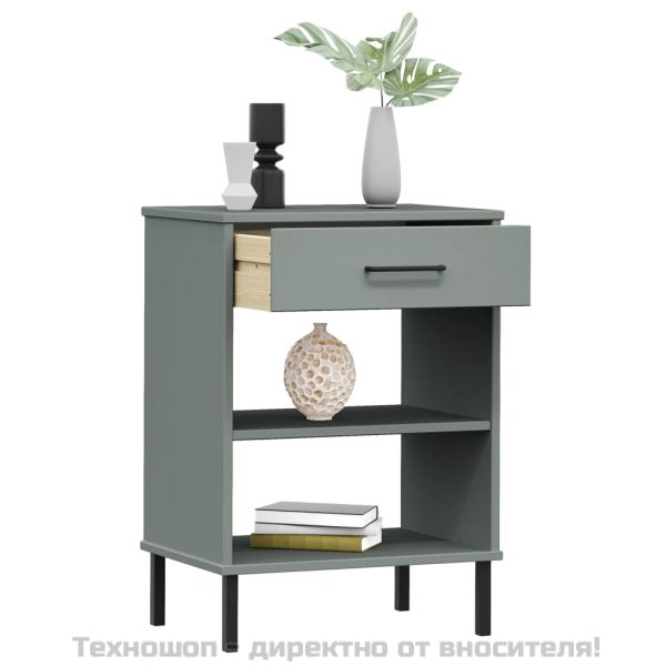 Конзолно шкафче с метални крака сива бор масив OSLO