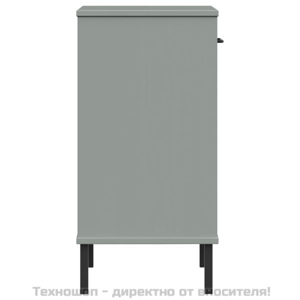 Конзолно шкафче с метални крака сива бор масив OSLO