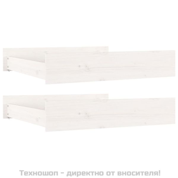 Чекмеджета за легло, 2 бр, бели, бор масив