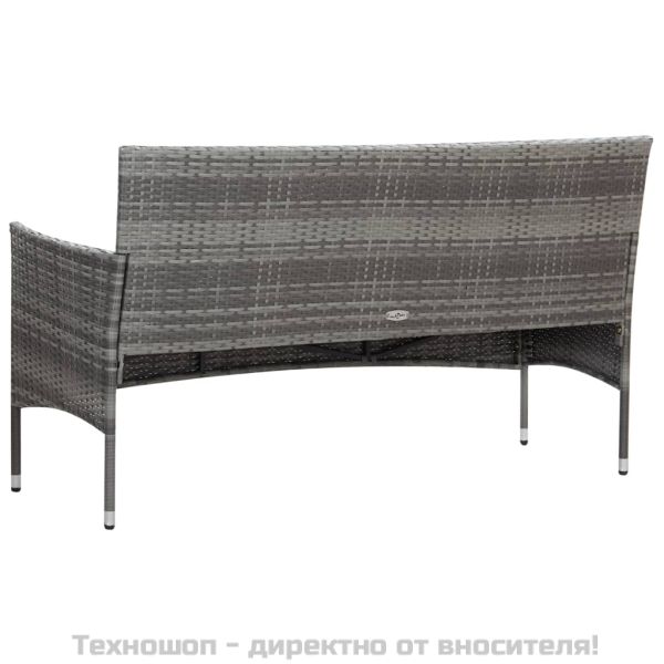 Градински комплект с възглавници, 5 части, полиратан, сив