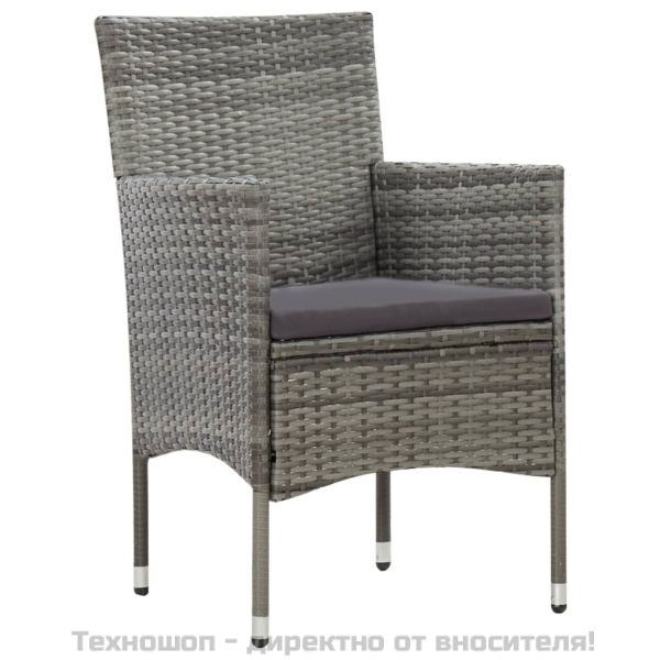 Градински комплект с възглавници, 5 части, полиратан, сив