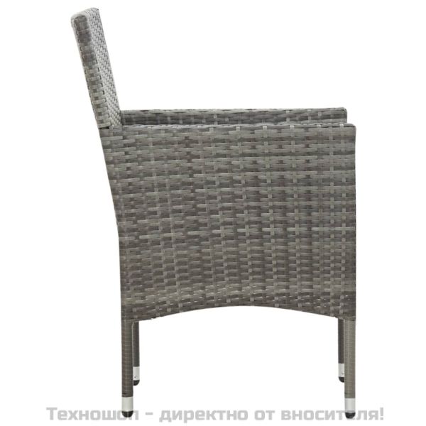 Градински комплект с възглавници, 5 части, полиратан, сив