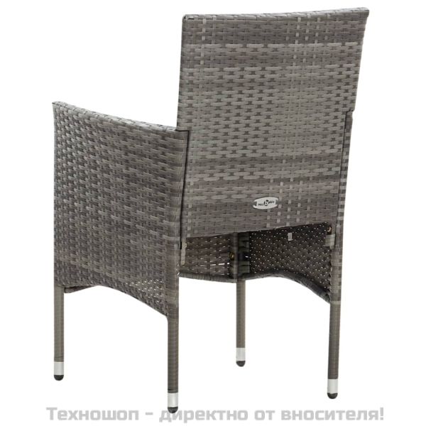 Градински комплект с възглавници, 5 части, полиратан, сив