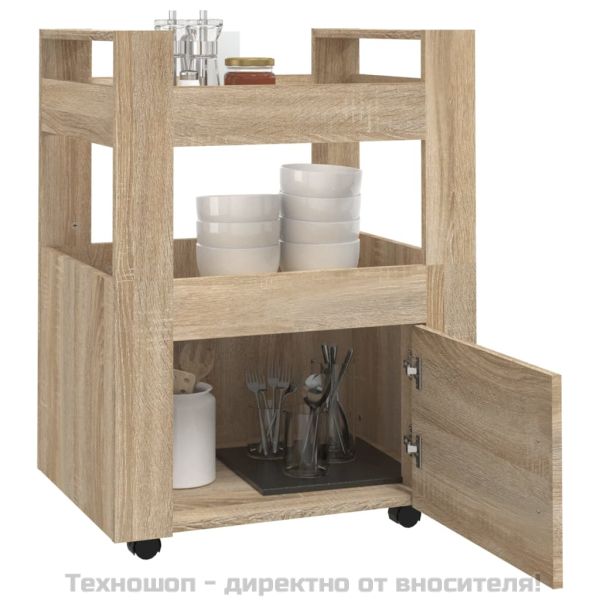 Кухненска количка, дъб сонома, 60x45x80 см, инженерно дърво