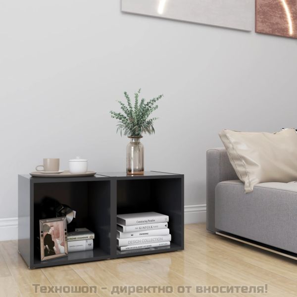 ТВ шкафове, 2 бр, сиви, 37x35x37 см, инженерно дърво