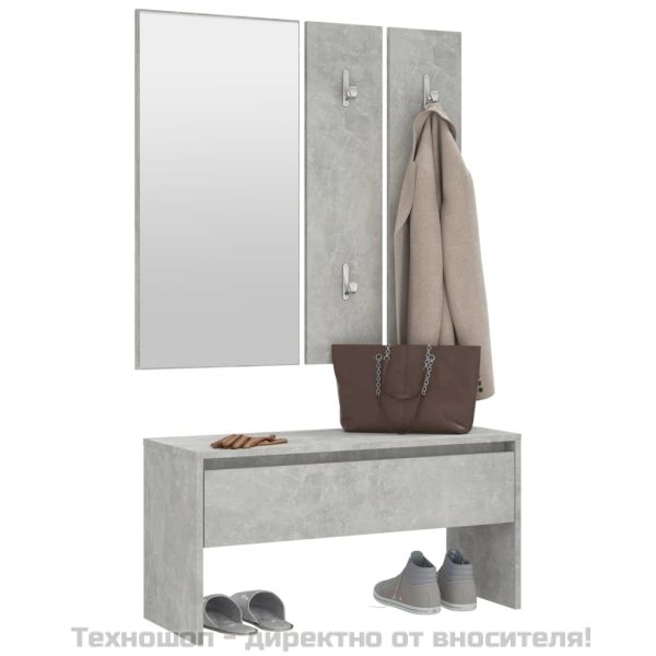 Комплект мебели за антре, бетонно сиви, инженерно дърво