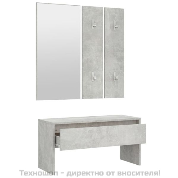 Комплект мебели за антре, бетонно сиви, инженерно дърво