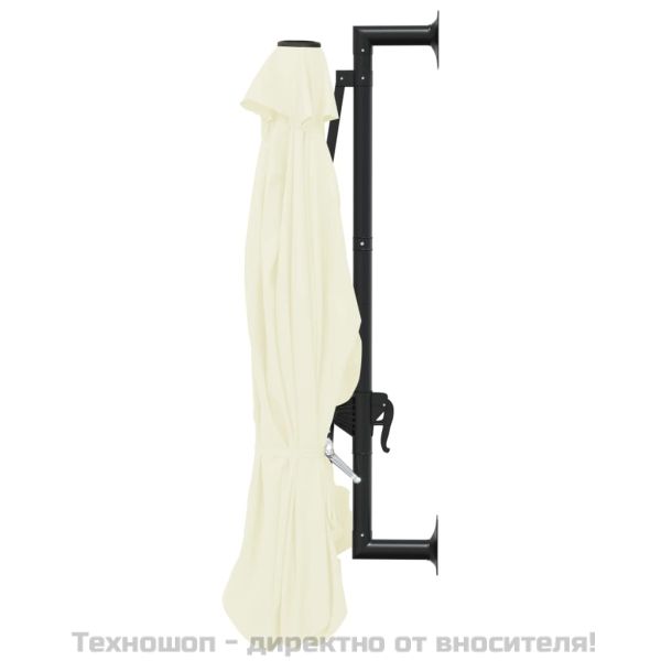 Чадър за монтаж на стена с метален прът, 300 см, пясъчен