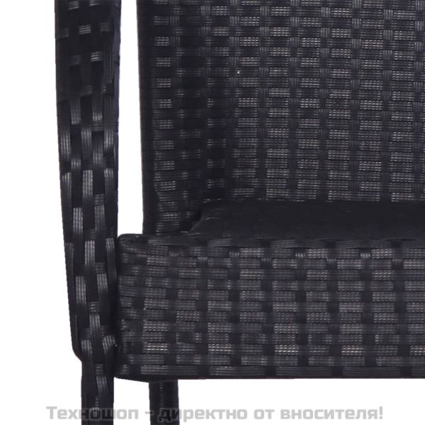 Стифиращи външни столове, 2 бр, полиратан, черни