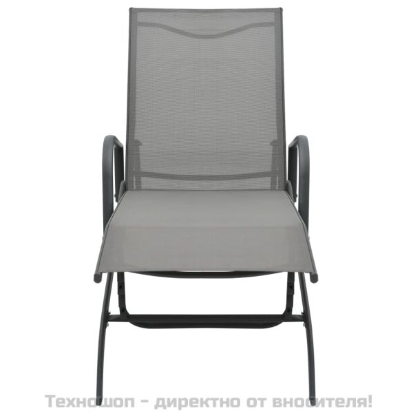 Шезлонги, 2 бр, с масичка, textilene и стомана
