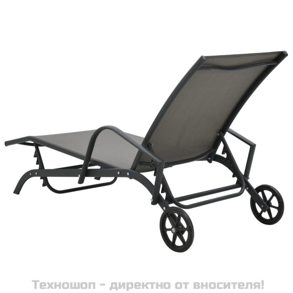 Шезлонги, 2 бр, с масичка, textilene и стомана