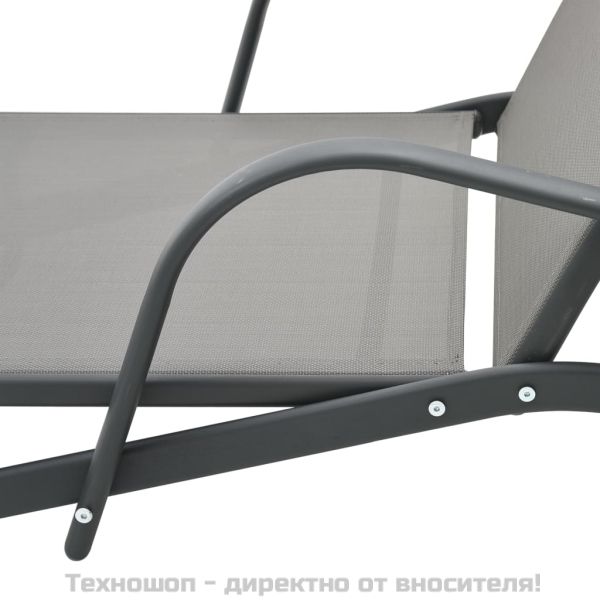 Шезлонги, 2 бр, с масичка, textilene и стомана
