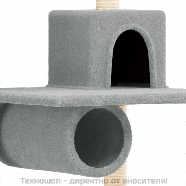 Котешко дърво със сизалени стълбове, светлосиво, 168 см