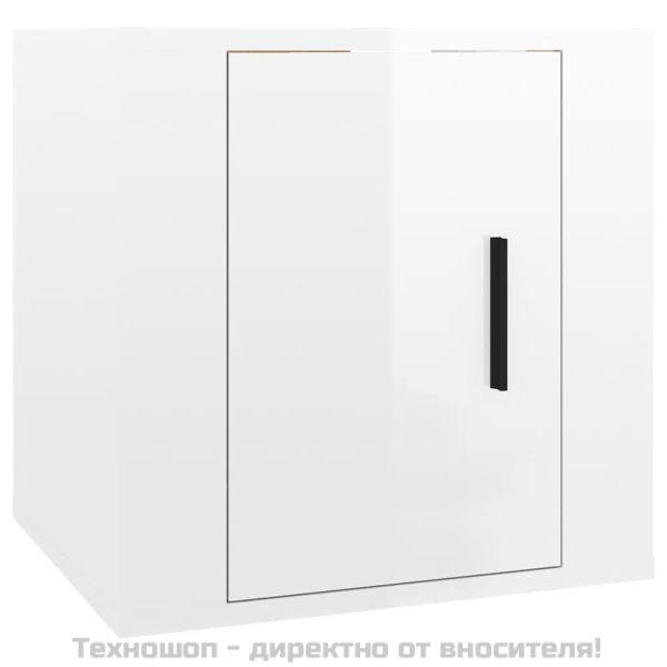 ТВ шкафове със стенен монтаж, 2 бр, бял гланц, 40x34,5x40 см