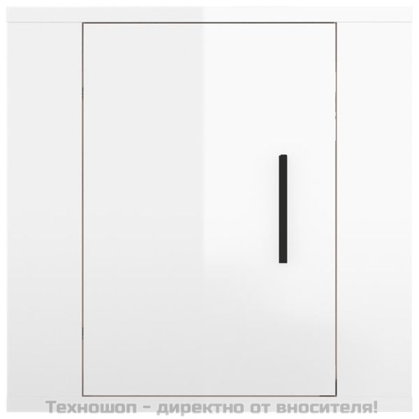 ТВ шкафове със стенен монтаж, 2 бр, бял гланц, 40x34,5x40 см