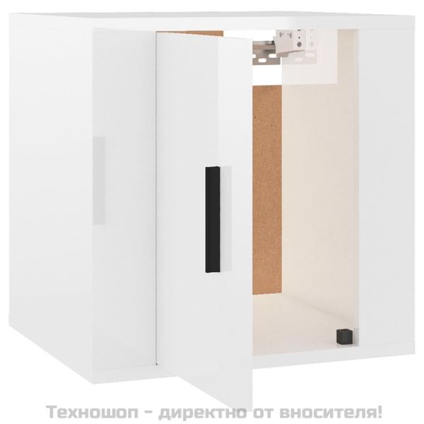 ТВ шкафове със стенен монтаж, 2 бр, бял гланц, 40x34,5x40 см