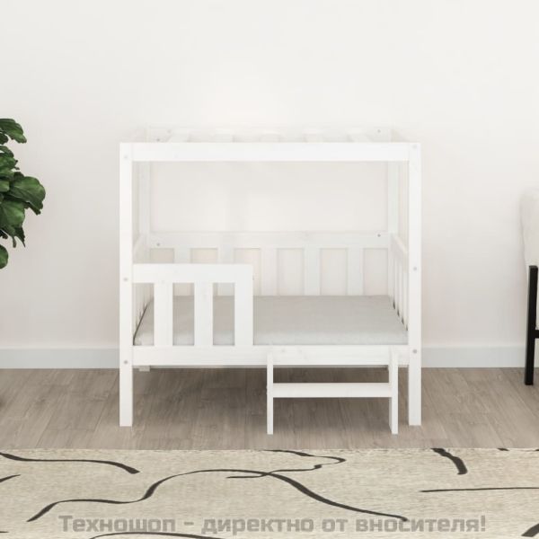 Кучешко легло, бяло, 95,5x73,5x90 см, борова дървесина масив